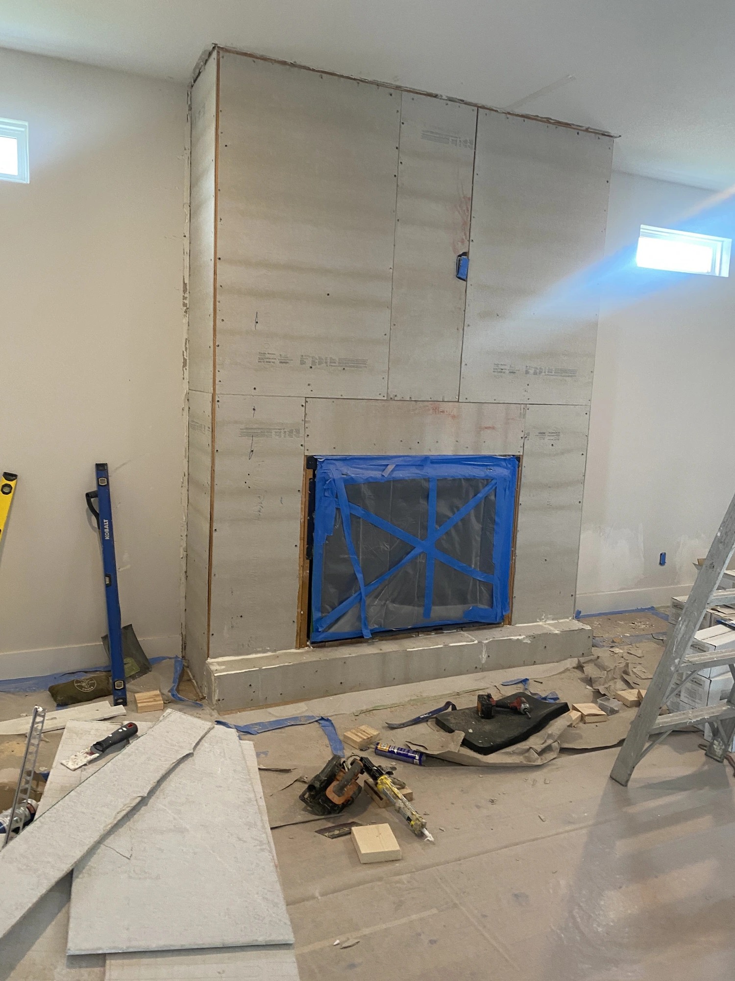 Stone Fireplace under construction