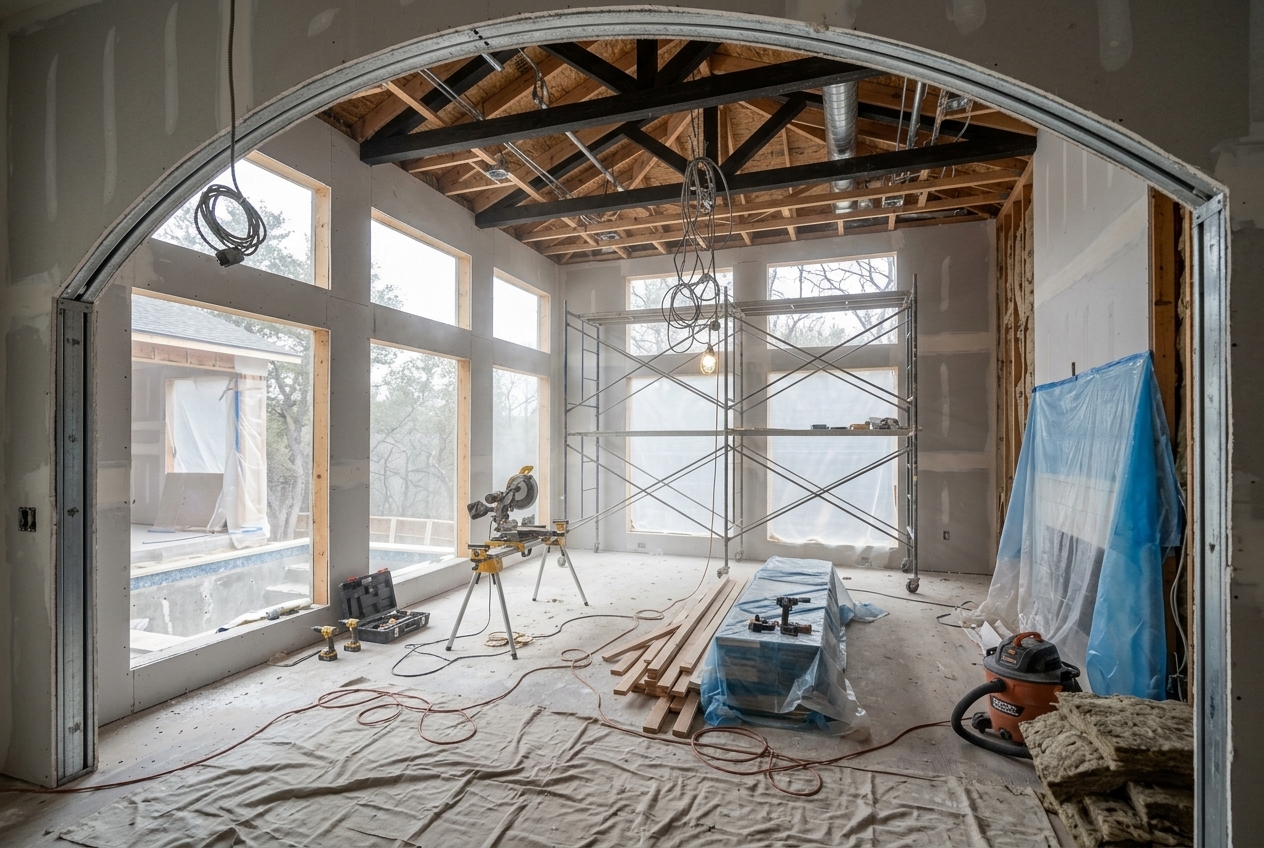 The Great Room under construction