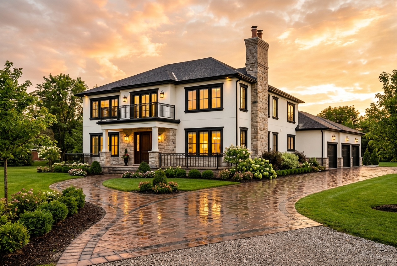 Freshly painted luxury home exterior