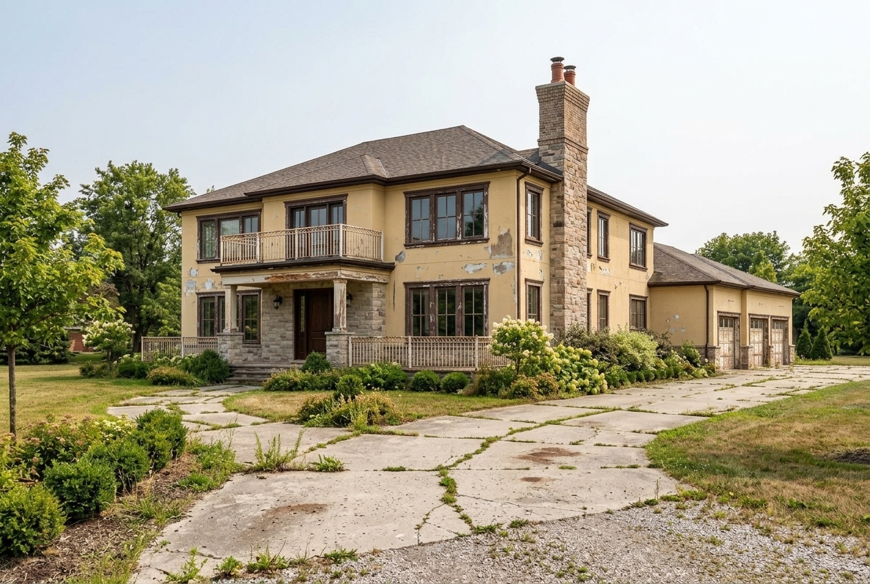 Home exterior with old dated paint