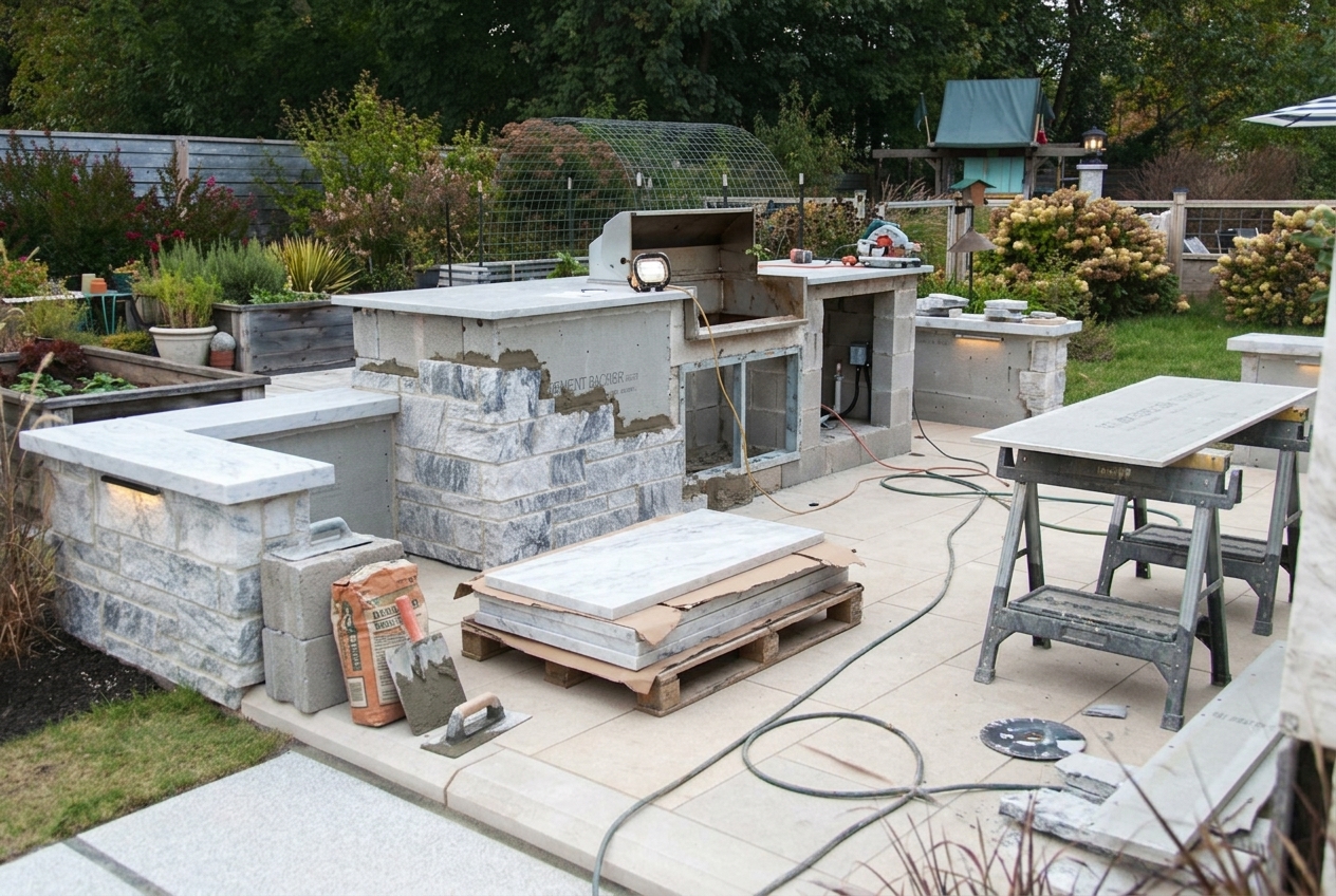 Outdoor Kitchen under construction