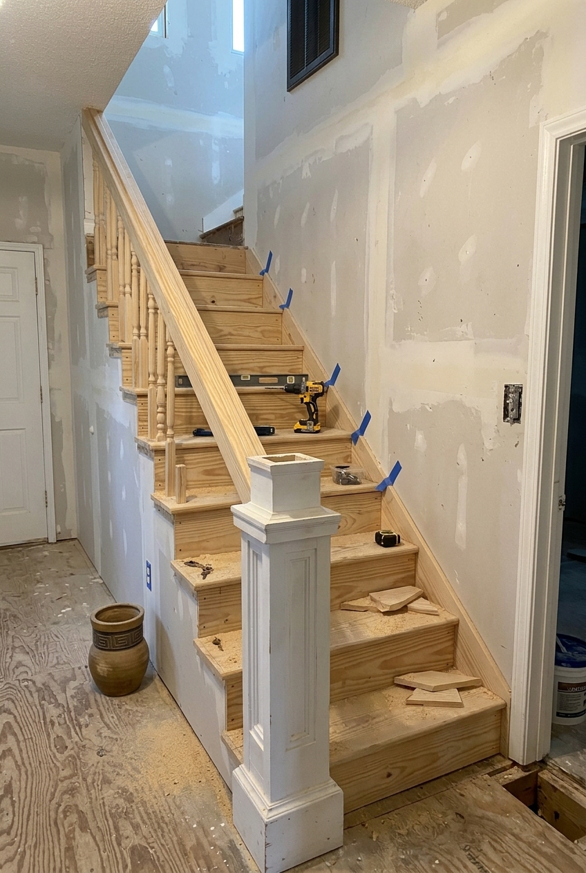 Custom Staircase under construction